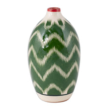 Load image into Gallery viewer, Hand-Painted Glazed Ceramic Vase with Uzbek Ikat Motif - Uzbek Ikat | NOVICA