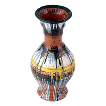 Load image into Gallery viewer, Modern Uzbek Glazed Ceramic Vase with Hand-Painted Motifs - Uzbek Modern | NOVICA