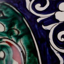 Load image into Gallery viewer, Uzbekistan Blue and Green Glazed Ceramic Bouquet Vase - Rishtan Heritage | NOVICA