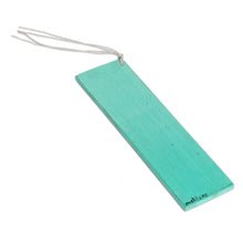 Load image into Gallery viewer, Hand-Painted Cedar Wood Antique Door Bookmark in Turquoise - Vintage Door in Teal | NOVICA