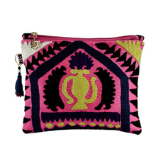Load image into Gallery viewer, Uzbek Upcycled Travel Bag with Hand-Embroidered Teapot Motif - Yellow Teapot | NOVICA