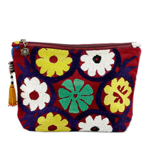Load image into Gallery viewer, Uzbek Upcycled Cotton Travel Bag with Floral Hand Embroidery - Floral Spectacle | NOVICA