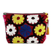 Load image into Gallery viewer, Uzbek Upcycled Cotton Travel Bag with Floral Hand Embroidery - Floral Spectacle | NOVICA