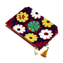 Load image into Gallery viewer, Uzbek Upcycled Cotton Travel Bag with Floral Hand Embroidery - Floral Spectacle | NOVICA
