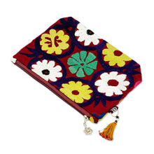 Load image into Gallery viewer, Uzbek Upcycled Cotton Travel Bag with Floral Hand Embroidery - Floral Spectacle | NOVICA