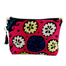 Load image into Gallery viewer, Hand-Embroidered Cotton Toiletry Case with Floral Theme - Floral Delight | NOVICA