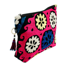 Load image into Gallery viewer, Hand-Embroidered Cotton Toiletry Case with Floral Theme - Floral Delight | NOVICA