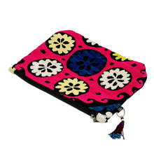 Load image into Gallery viewer, Hand-Embroidered Cotton Toiletry Case with Floral Theme - Floral Delight | NOVICA