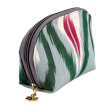 Load image into Gallery viewer, Cotton Cosmetic Bag with Ikat Patterns Crafted in Uzbekistan - Trendy Patterns | NOVICA