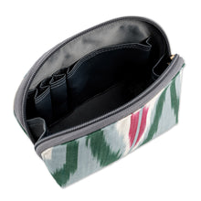 Load image into Gallery viewer, Cotton Cosmetic Bag with Ikat Patterns Crafted in Uzbekistan - Trendy Patterns | NOVICA