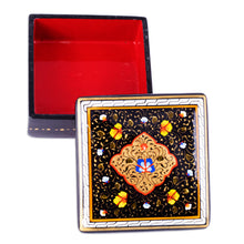 Load image into Gallery viewer, Hand-Painted Lacquered Black Walnut Wood Jewelry Box - The Dark Aral Flowers | NOVICA