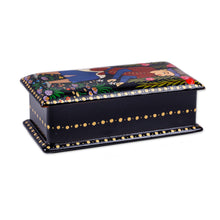 Load image into Gallery viewer, Painted Black Walnut Wood Jewelry Box with Gardener Scene - The Gardener | NOVICA