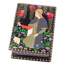 Load image into Gallery viewer, Handmade Lacquered Walnut Wood Jewelry Box with Poet Scene - Memories from the Poet | NOVICA