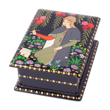 Load image into Gallery viewer, Handmade Lacquered Walnut Wood Jewelry Box with Poet Scene - Memories from the Poet | NOVICA
