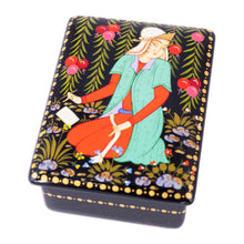 Load image into Gallery viewer, Lacquered Walnut Wood Jewelry Box with Maiden Scene - Memories from the Maiden | NOVICA