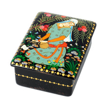 Load image into Gallery viewer, Lacquered Walnut Wood Jewelry Box with Musician Scene - Memories from the Musician | NOVICA
