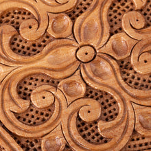 Load image into Gallery viewer, Hand-Carved Floral Hexagonal Elm Tree Wood Jewelry Box - Flourishing Treasure | NOVICA