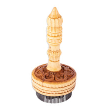 Load image into Gallery viewer, Hand-Carved Elm Tree Wood Bread Stamp with Bloom Figure - Blooming Caress | NOVICA