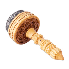 Load image into Gallery viewer, Hand-Carved Elm Tree Wood Bread Stamp with Bloom Figure - Blooming Caress | NOVICA