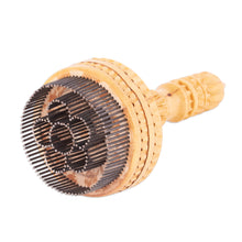 Load image into Gallery viewer, Hand-Carved Elm Tree Wood Bread Stamp with Bloom Figure - Blooming Caress | NOVICA