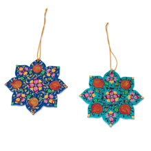 Load image into Gallery viewer, 2 Lacquered Wood Star Ornaments Hand-Crafted in Uzbekistan - Stunning Stars | NOVICA