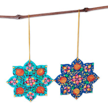Load image into Gallery viewer, 2 Lacquered Wood Star Ornaments Hand-Crafted in Uzbekistan - Stunning Stars | NOVICA