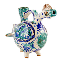 Load image into Gallery viewer, Uzbek Hand-Painted Ceramic Duck-Shaped Whistling Vessel - Duck Sounds | NOVICA
