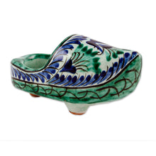 Load image into Gallery viewer, Ceramic Decorative Accent of Traditional Uzbek Kovush Shoe - Uzbek Steps | NOVICA