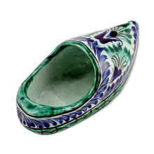 Load image into Gallery viewer, Ceramic Decorative Accent of Traditional Uzbek Kovush Shoe - Uzbek Steps | NOVICA