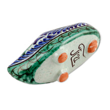 Load image into Gallery viewer, Ceramic Decorative Accent of Traditional Uzbek Kovush Shoe - Uzbek Steps | NOVICA
