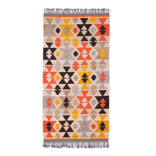 Load image into Gallery viewer, Handmade Geometric Wool Area Rug in Colorful Palette (2.5x5) - Triangular Tradition | NOVICA