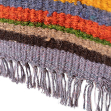 Load image into Gallery viewer, Handwoven Wool Area Rug in Orange and Blue (2.5x4.5) - Sunset Roads | NOVICA