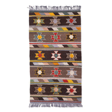 Load image into Gallery viewer, Woven Wool Area Rug with Geometric Floral Details (2.5x4.5) - Flowers from the Silk Road | NOVICA