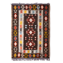 Load image into Gallery viewer, Traditional Wool Rug with Vibrant Geometric Details (4.5x6) - Uzbekistan&#39;s Glory | NOVICA
