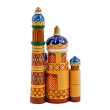 Load image into Gallery viewer, Hand-Painted Traditional Pine and Birch Wood Minarets - Dushanbe Minarets | NOVICA