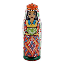 Load image into Gallery viewer, Hand-Painted Traditional Pine and Birch Wood Bride Figurine - Tajikistan's Bride | NOVICA