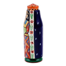Load image into Gallery viewer, Hand-Painted Traditional Pine and Birch Wood Bride Figurine - Tajikistan's Bride | NOVICA