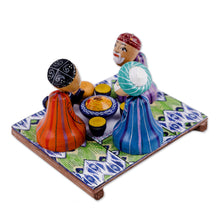 Load image into Gallery viewer, Hand-Painted Cultural Pine and Birch Wood Sculpture - 'Sage Gathering | NOVICA