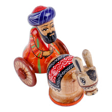 Load image into Gallery viewer, Hand-Painted Red Traditional Wood Figurine of Tajik Merchant - Tajik Merchant | NOVICA
