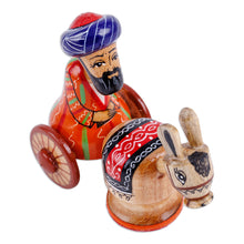 Load image into Gallery viewer, Hand-Painted Red Traditional Wood Figurine of Tajik Merchant - Tajik Merchant | NOVICA