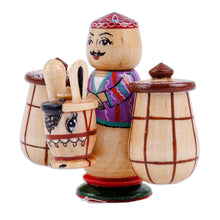 Load image into Gallery viewer, Painted Traditional Wood Figurine of Tajik Merchant & Donkey - Tajik Vendor | NOVICA