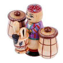 Load image into Gallery viewer, Painted Traditional Wood Figurine of Tajik Merchant & Donkey - Tajik Vendor | NOVICA