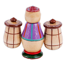 Load image into Gallery viewer, Painted Traditional Wood Figurine of Tajik Merchant & Donkey - Tajik Vendor | NOVICA