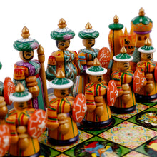 Load image into Gallery viewer, Handcrafted Classic Lacquered Wood Chess Set from Tajikistan - Tajikistan Strategist | NOVICA

