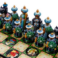 Load image into Gallery viewer, Handcrafted Classic Lacquered Wood Chess Set from Tajikistan - Tajikistan Strategist | NOVICA