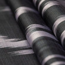 Load image into Gallery viewer, Hand-Woven Fringed Silk Ikat Scarf in Black from Uzbekistan - Stylish Black | NOVICA