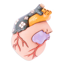 Load image into Gallery viewer, Hand-Painted Whimsical Realistic Ceramic Heart Figurine - Real Heart | NOVICA