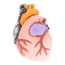 Load image into Gallery viewer, Hand-Painted Whimsical Realistic Ceramic Heart Figurine - Real Heart | NOVICA
