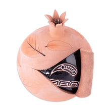 Load image into Gallery viewer, Handcrafted Brown and Black Pomegranate Ceramic Figurine - Sweet Core | NOVICA