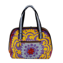 Load image into Gallery viewer, Bowling Bag with Uzbek Suzani Hand Embroidery - Colorful Glam | NOVICA